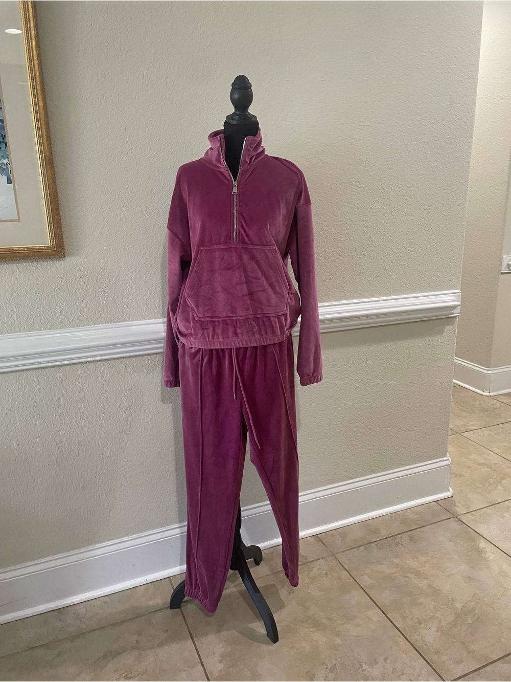 Jessica Simpson Velvet Half-Zip Pullover & Joggers - Mauve